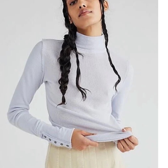 FREE PEOPLE BOHO TOP CUFFED KNIT LONG SLEEVES THERMAL KNIT PULLOVER A3C - Picture 2 of 14